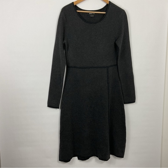 Prana Charcoal Gray Cascadence Long Sleeve Sweater Dress Size Medium - Picture 1 of 7